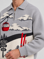 Alpine Ski Club Polo Sweatshirt – Heather Grey