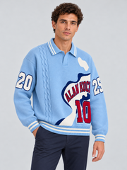 Collegiate Varsity Polo Sweater – Sky Blue