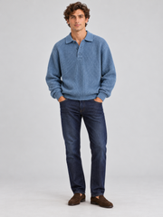 Classic Ribbed Polo Sweater – Dusty Blue