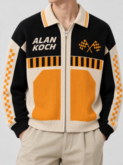 Motorsport Racing Knit Jacket – Black Orange
