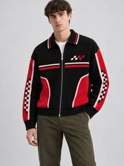 Vintage Racing Knit Jacket – Black Red