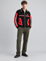 Vintage Racing Knit Jacket – Black Red
