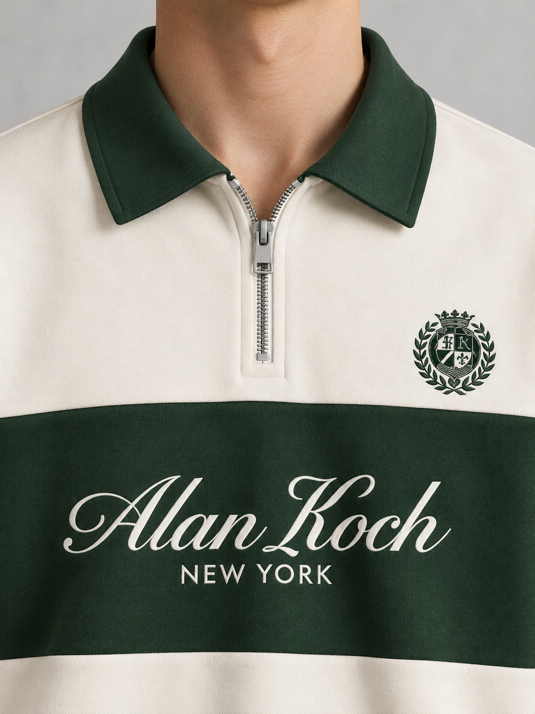 Heritage Club Stripe Polo Sweatshirt – Ivory Green