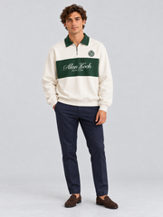 Heritage Club Stripe Polo Sweatshirt – Ivory Green