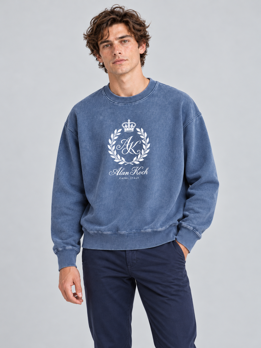 Royal Emblem Crewneck Sweatshirt – Vintage Washed Blue