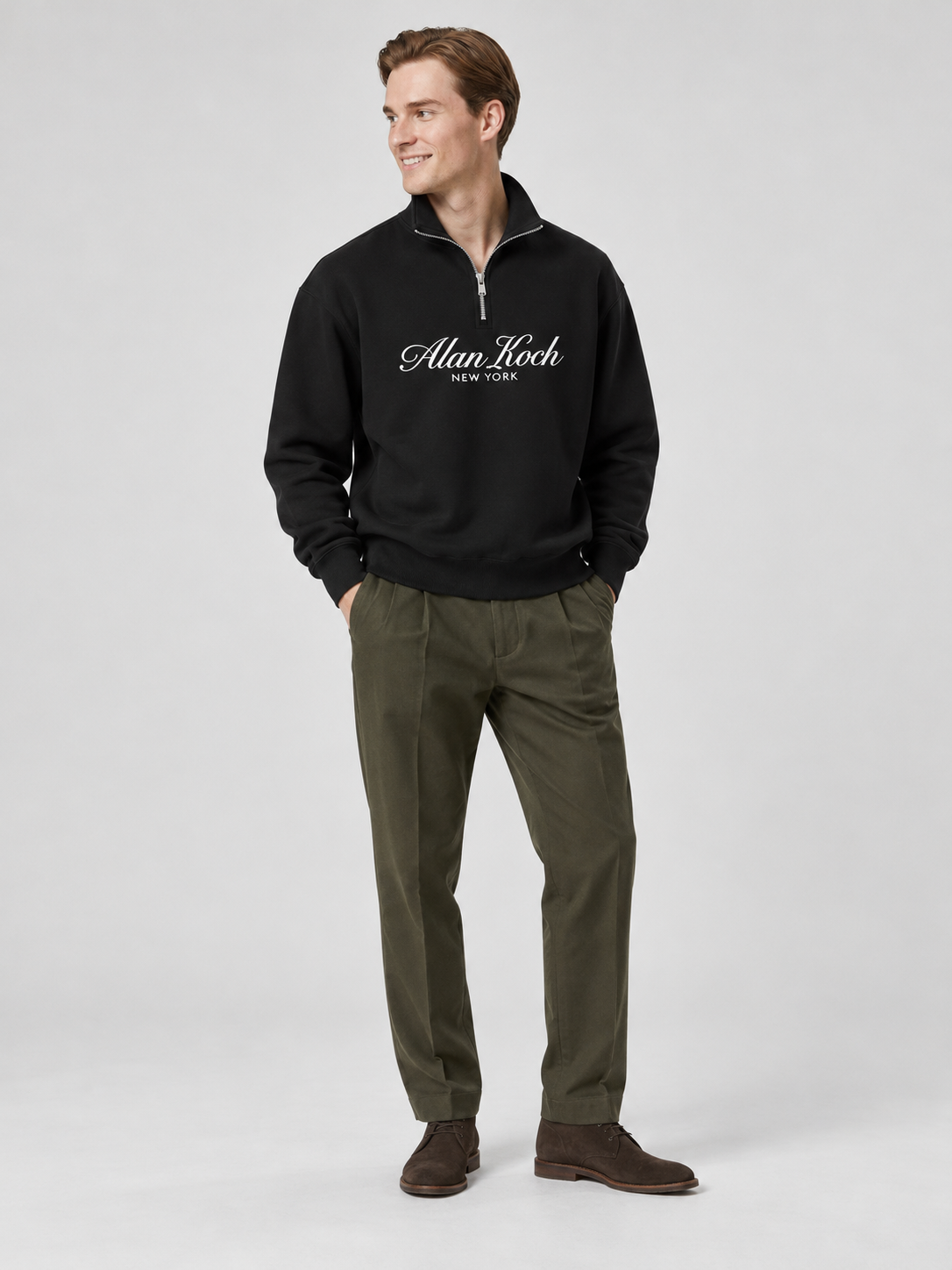 Signature Heritage Quarter-Zip Sweatshirt – Jet Black