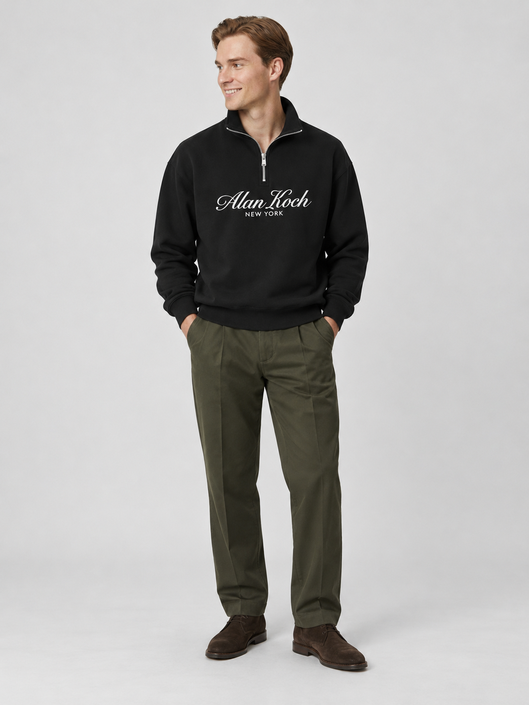 Signature Heritage Quarter-Zip Sweatshirt – Jet Black