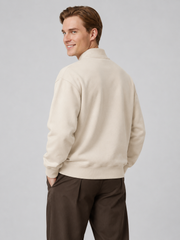 Signature Heritage Quarter-Zip Sweatshirt – Soft Ivory