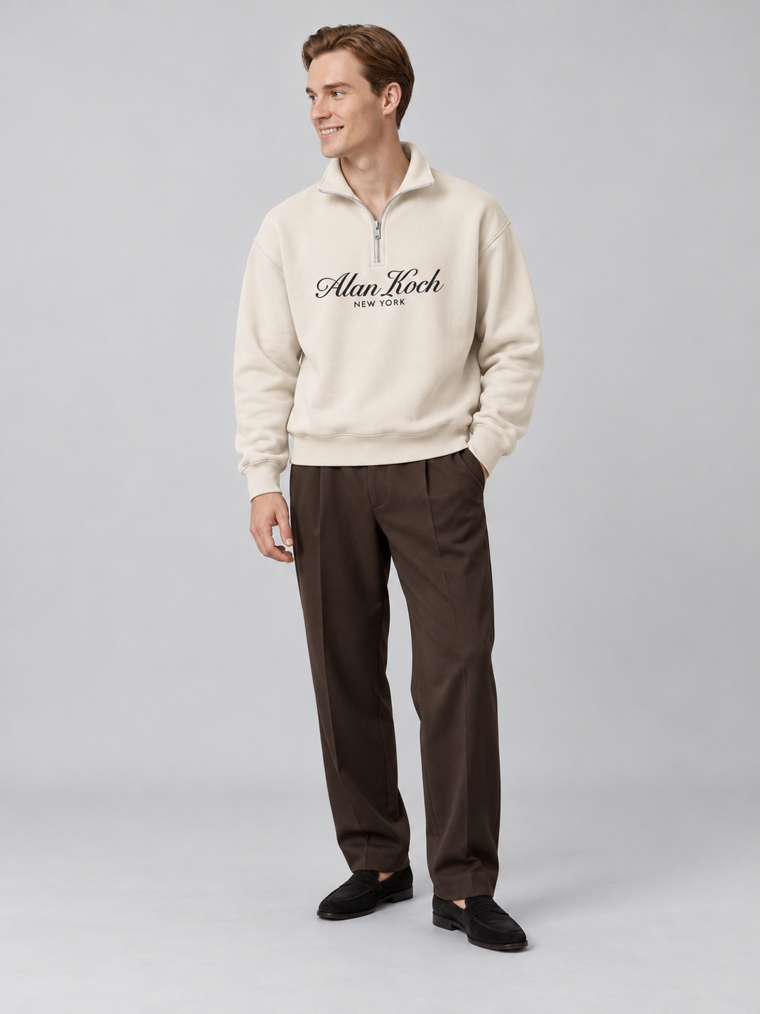 Signature Heritage Quarter-Zip Sweatshirt – Soft Ivory