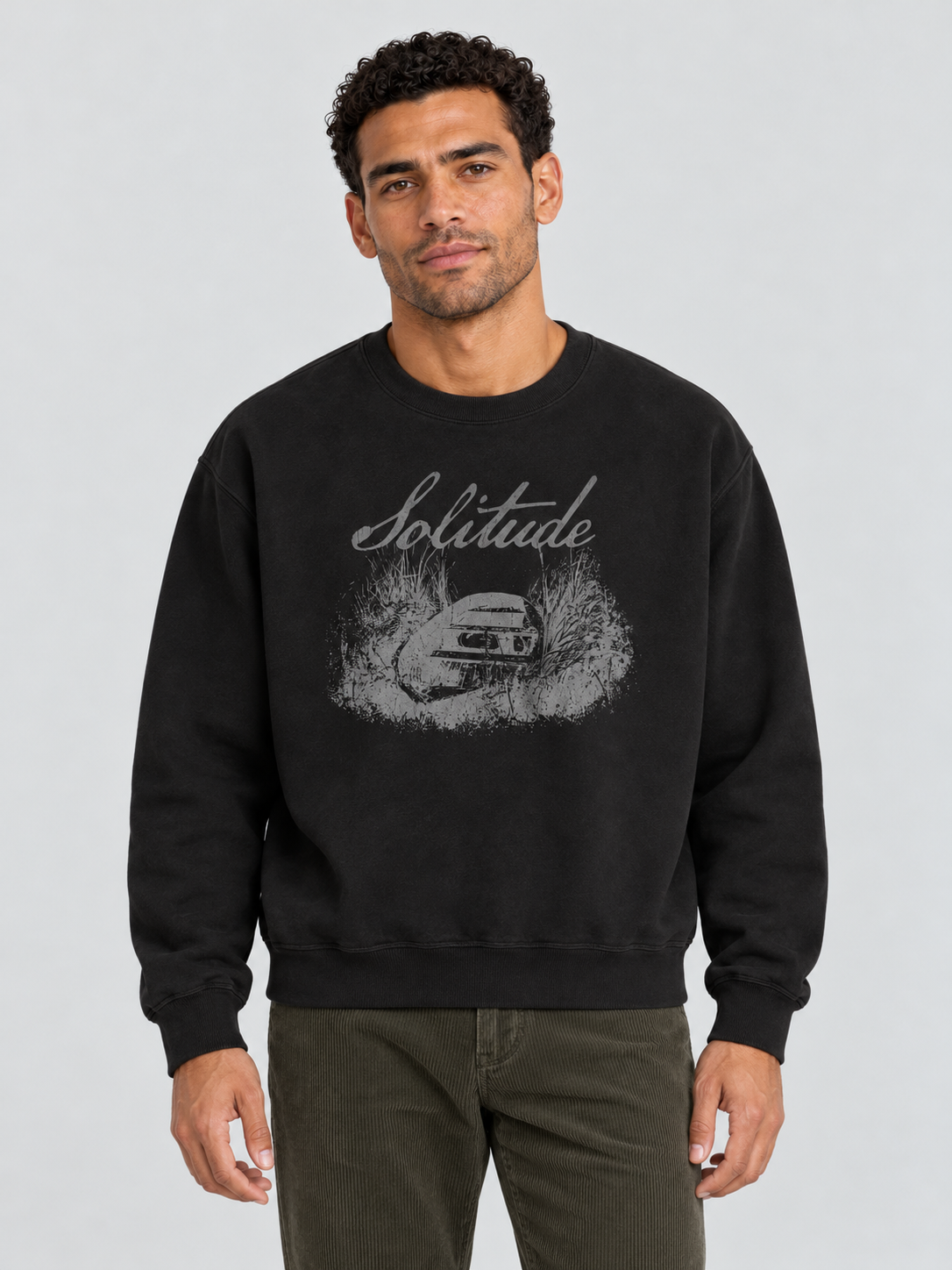 Vintage Solitude Graphic Sweatshirt – Jet Black