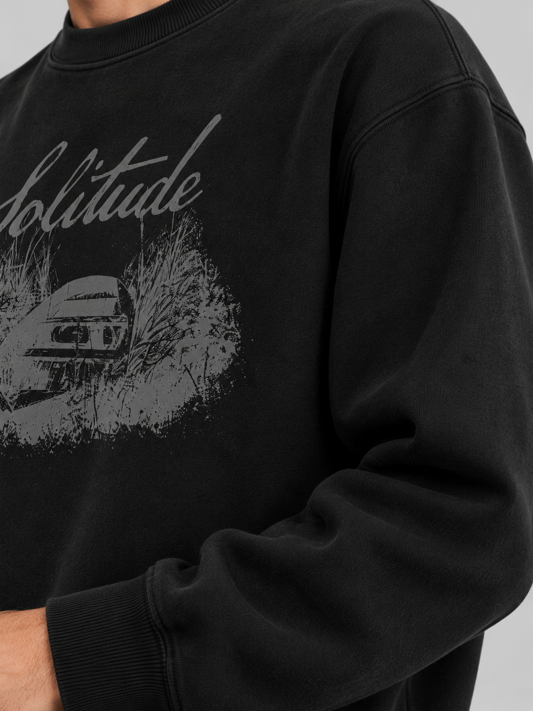 Vintage Solitude Graphic Sweatshirt – Jet Black