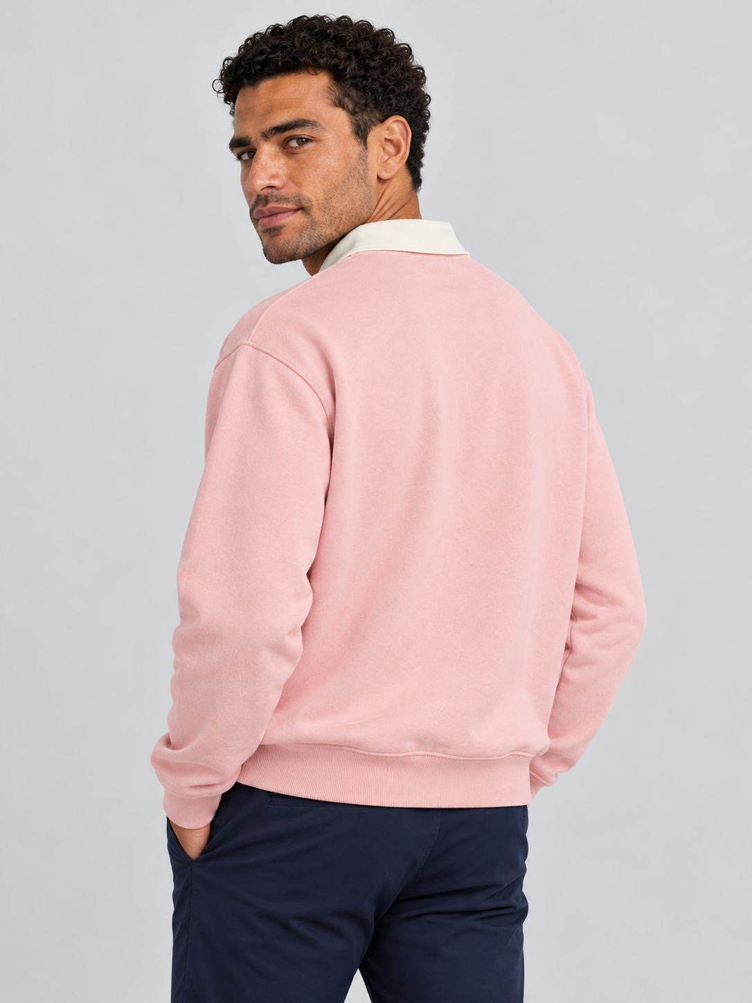 Classic Crest Polo Sweatshirt – Blush Pink