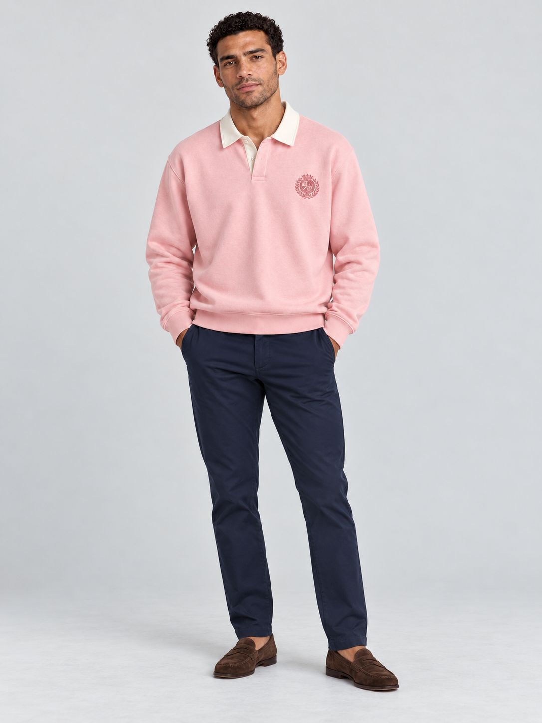 Classic Crest Polo Sweatshirt – Blush Pink