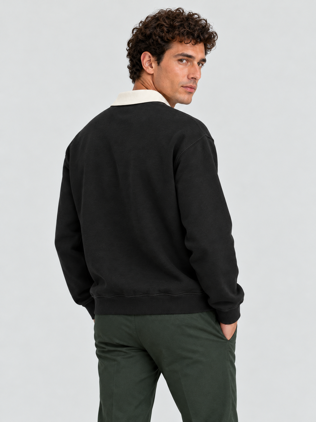 Classic Crest Polo Sweatshirt – Jet Black