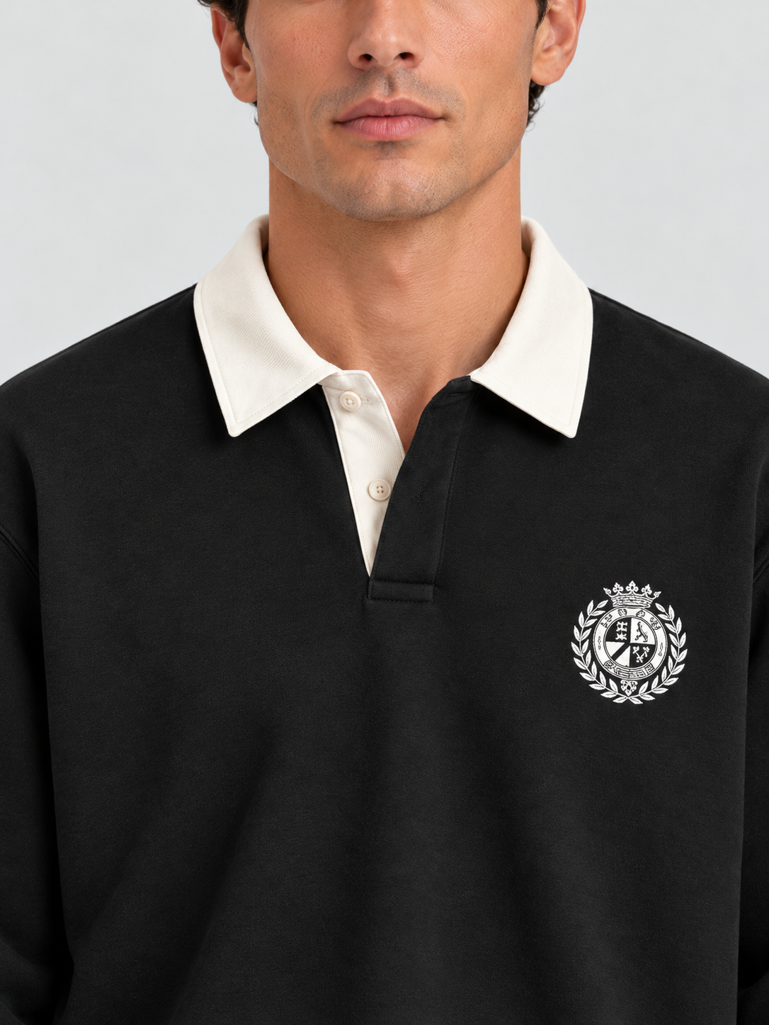 Classic Crest Polo Sweatshirt – Jet Black