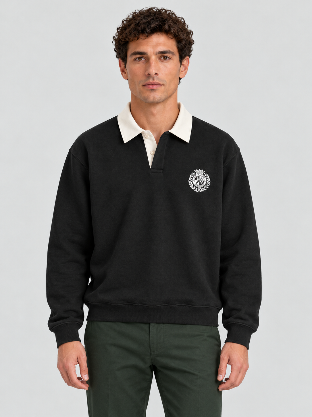 Classic Crest Polo Sweatshirt – Jet Black