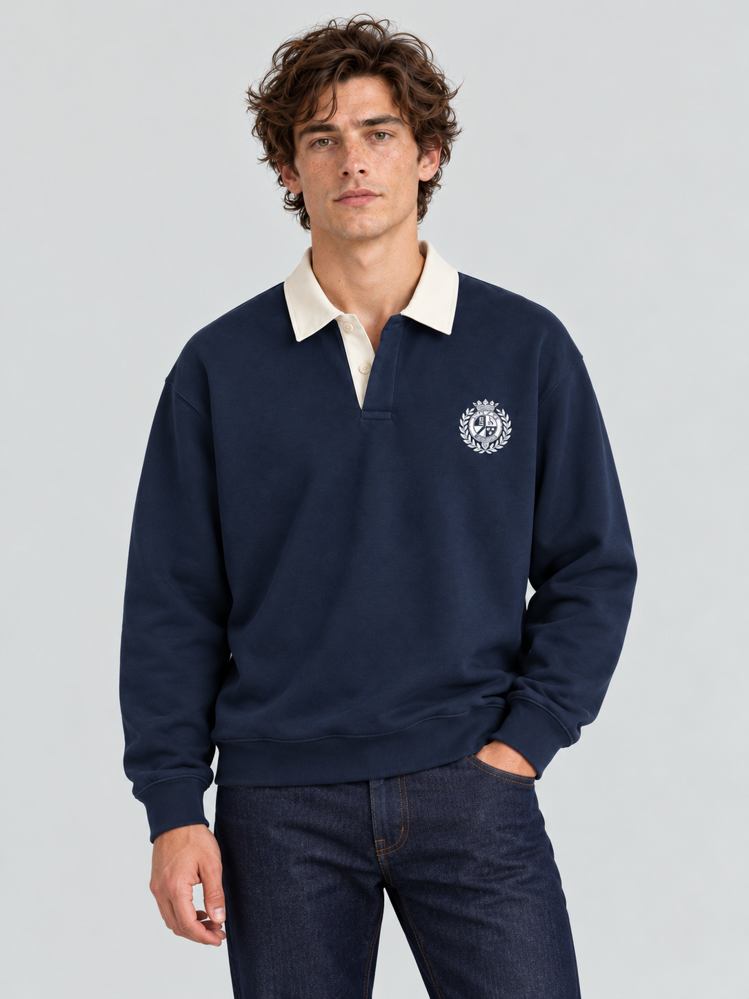 Classic Crest Polo Sweatshirt – Midnight Navy