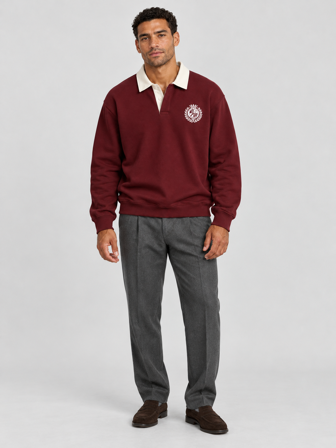 Classic Crest Polo Sweatshirt – Wine Burgundy