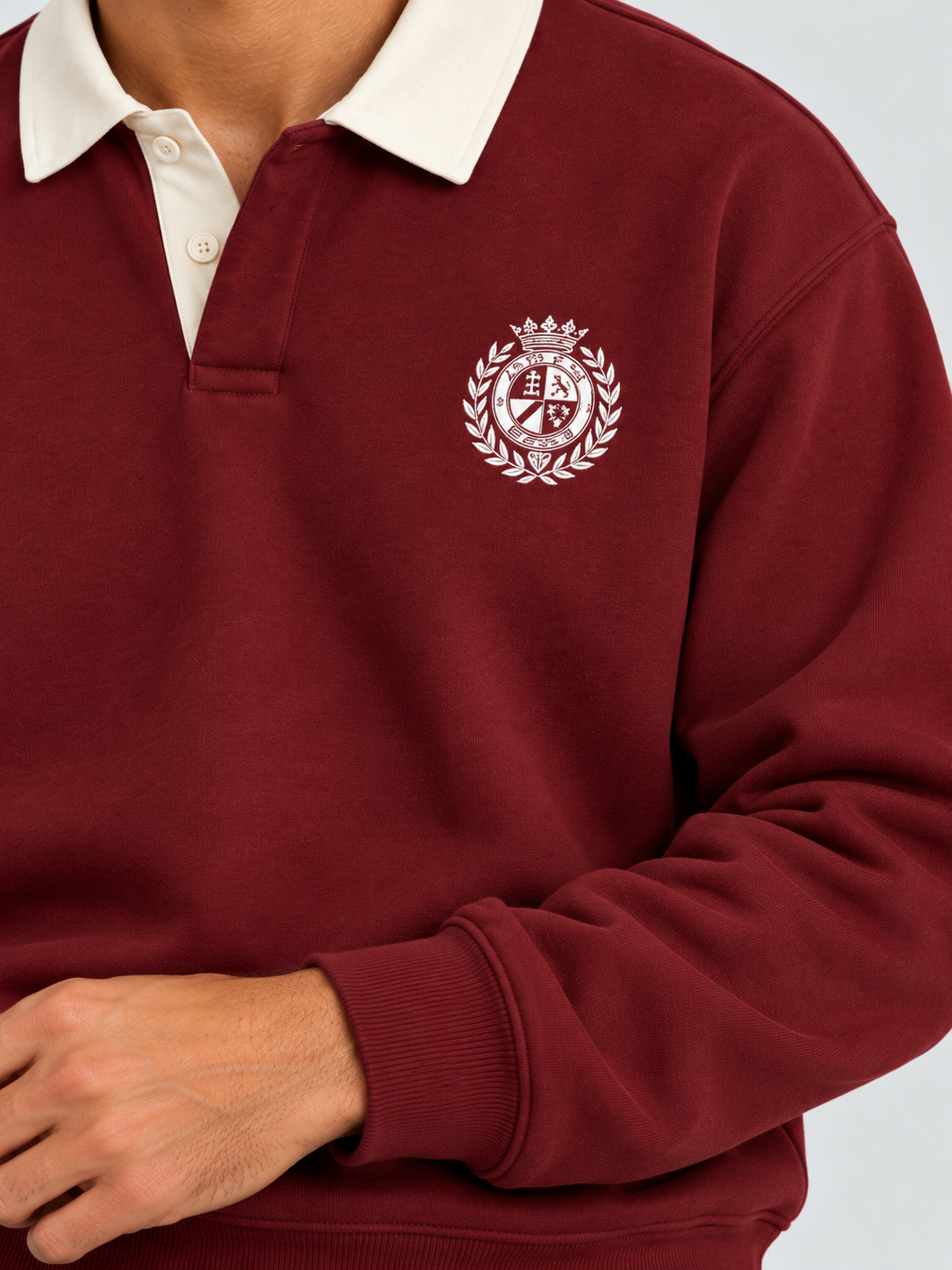 Classic Crest Polo Sweatshirt – Wine Burgundy