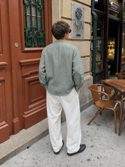 Viremont Premium Linen Shirt - Sage Verdant – model back