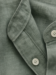Viremont Premium Linen Shirt - Sage Verdant – close-up detail