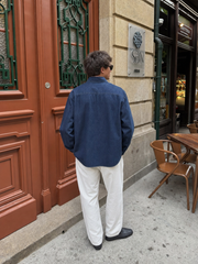 Marlow Denim Shirt – Light Indigo – model back