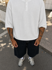 Reserve Waffle Henley - White – model front