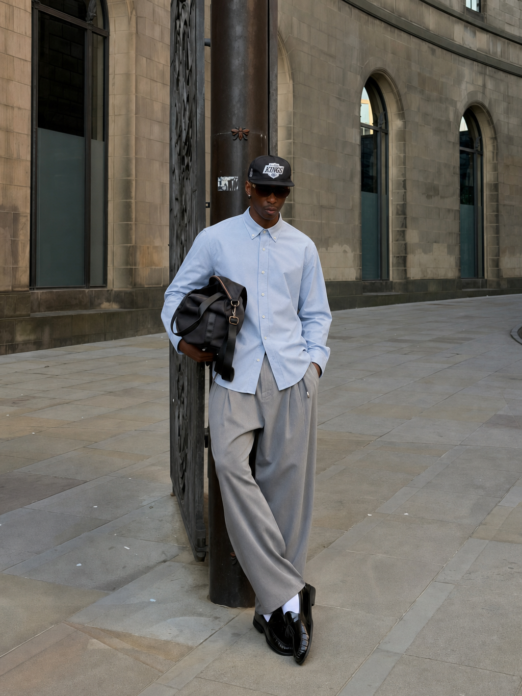 Alan Koch Noir Heritage Ice Blue Shirt – model front