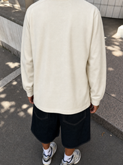 Classic Henley Long Sleeve – Oat – model back