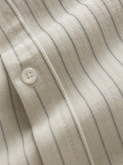 Classic Oxford Stripe Shirt – Ash – close-up detail