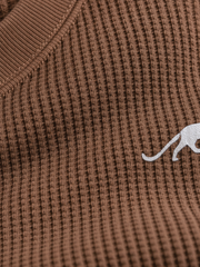 Reserve Relaxed Waffle Tee - Burnt Umber – close-up detail