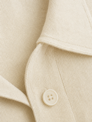 Softline Long Sleeve Polo – Soft Ivory – close-up detail