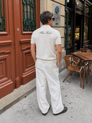 Polo Club Rider Quarter Zip T-shirt - Ivory – model back