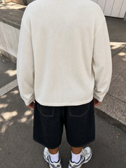 Reserve Relaxed Waffle Tee - Ivory Sand – model back