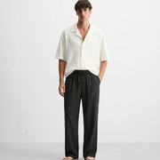 linen-pants-black model front